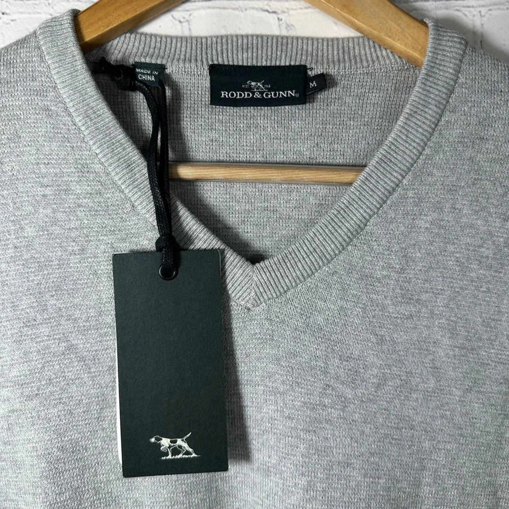 Rodd & Gunn Kelvin Grove Knit Mens‎ V-Neck Supima Cotton Sweater Pebble Grey
